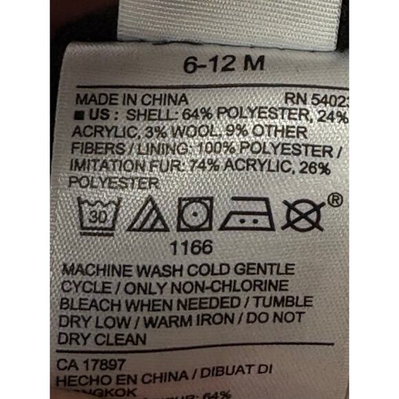 Old Navy Herringbone Gray Black Fur Trim Fleece Lined Hat 6-12 Months Babycore - Picture 6 of 8